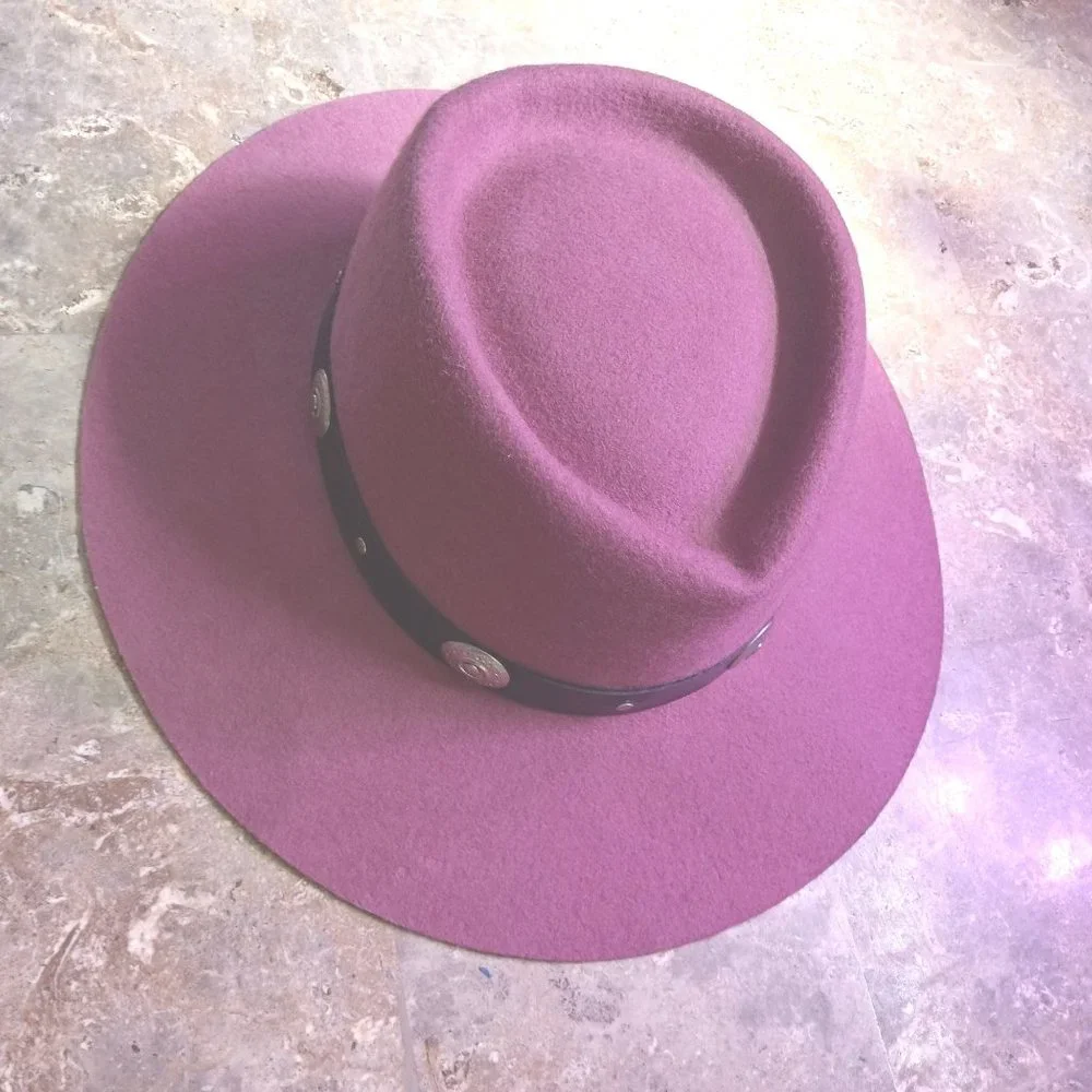 Stylish Women's Purple Felt Wide-Brim Hat